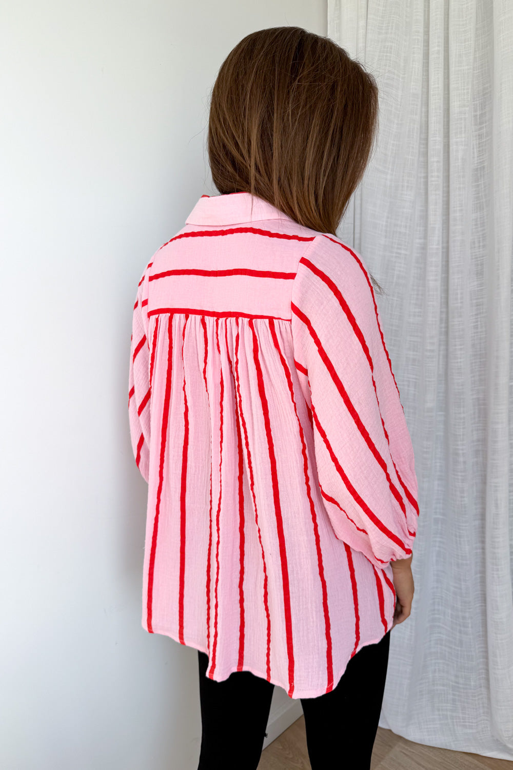 Rani Shirt - Pink Red Stripe