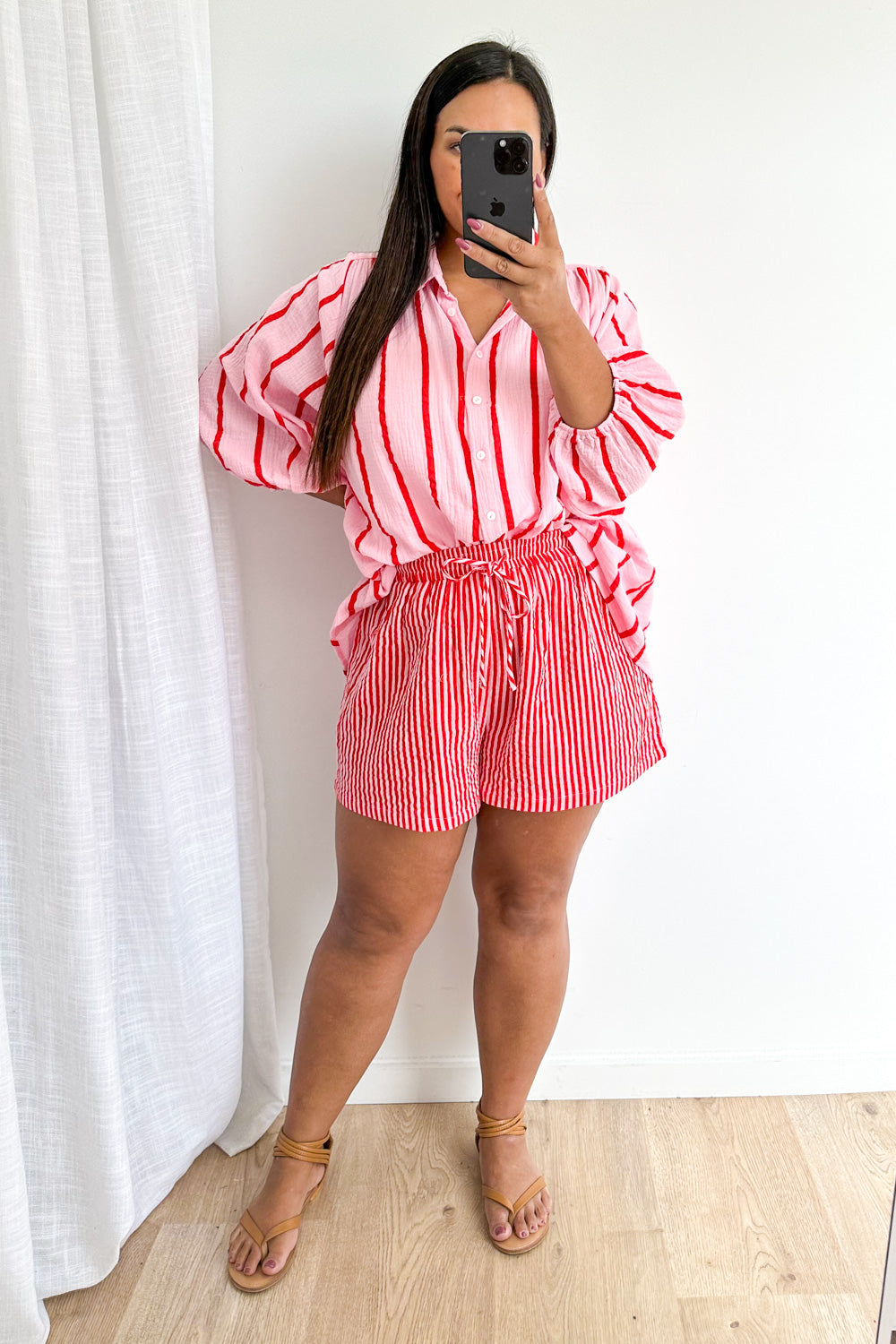 Rani Shirt - Pink Red Stripe