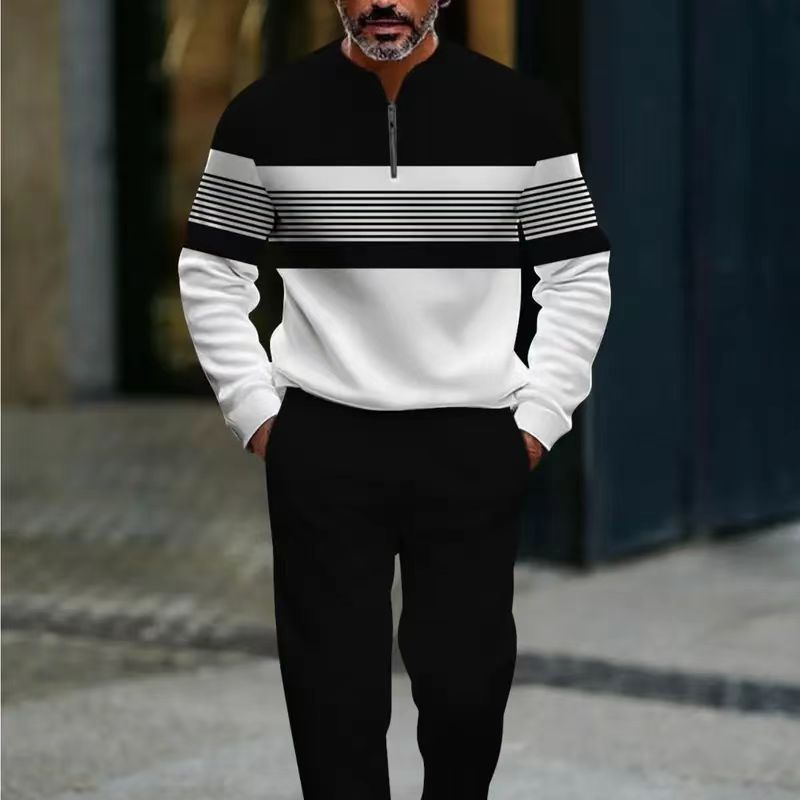 Men's Graphic Print Pullover & Pants Set – Street Style, Comfort Fit & Casual Look 👖